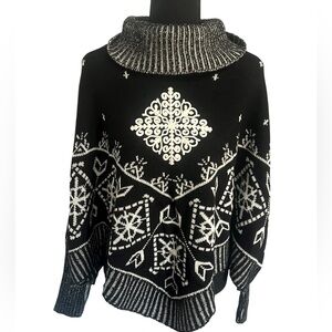 Black and White Cowl Neck Sweater